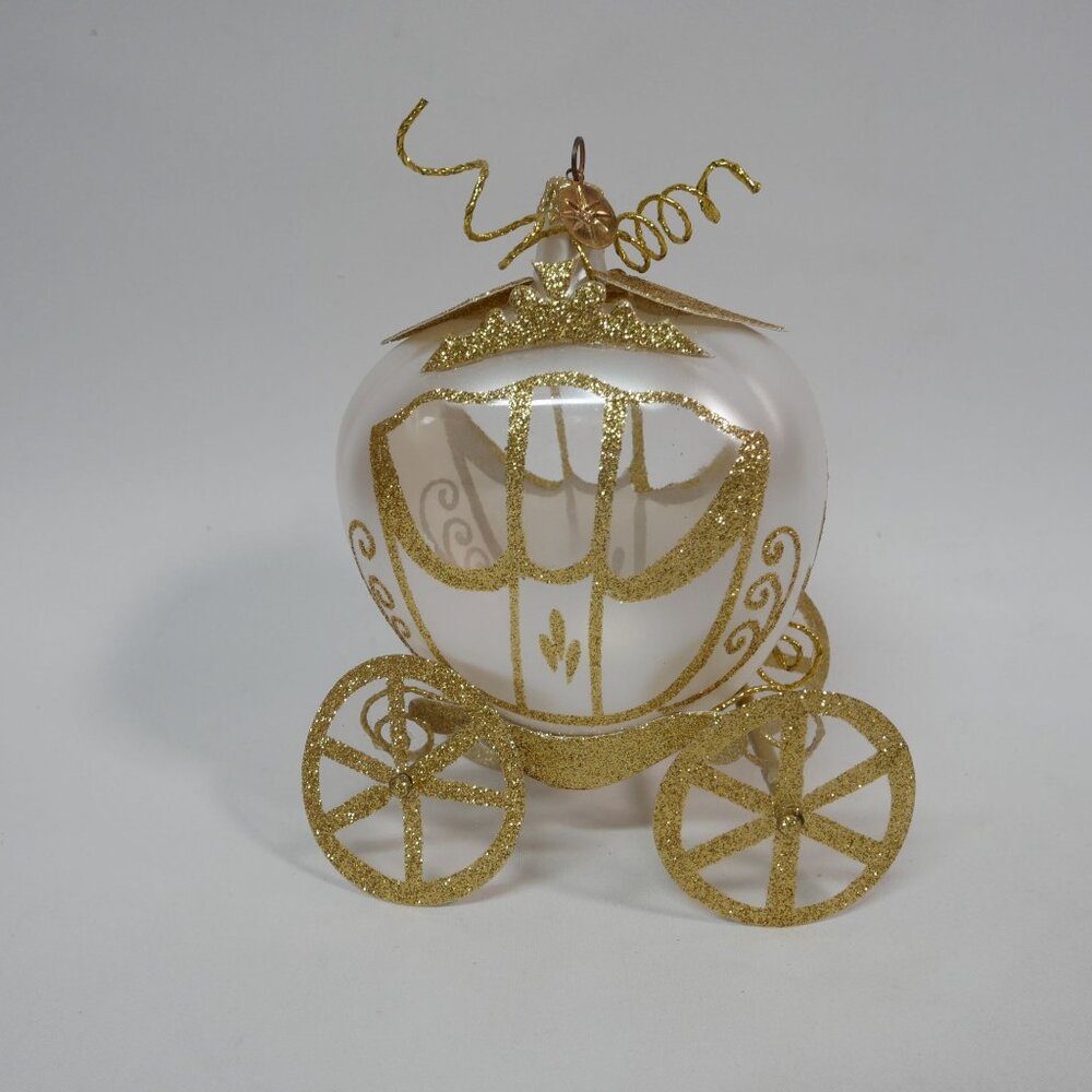 Radko Italian Cinderella's Pumpkin Carriage Ornament Glass & Glitter OOP RARE - Picture 2 of 3